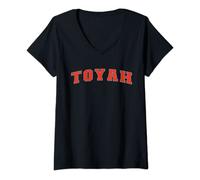 Womens Toyah Texas TX College Style Red Text Toyah V-Neck T-Shirt