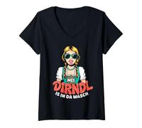 Womens Trachten MADL Traditional Costume Replacement Shirt Mei Dirndl V-Neck T-Shirt
