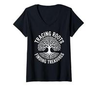 Womens Tracing Roots Genetic Genealogist Ancestor Genealogy V-Neck T-Shirt