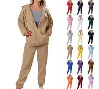 Womens Track Suits Cotton Tracksuit Womens Full Set Activewear Co Ords Sets Lounge Wear Sets Long Sleeve Full Zip Hoodies with Pockets and high Waist Joggers Set for Women UK Petite