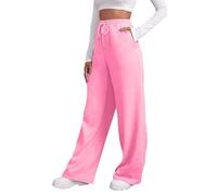 Women's Tracksuit Bottoms Sweatpants Wide Leg Plain Joggers Pants Elastic High Waisted Sport Straight Leg Drawstring Activeewear Gym Workout Pants with Pockets Pink 3XL