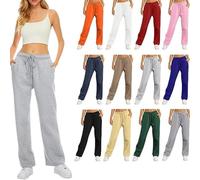 Womens Tracksuit Bottoms Wide Leg Petite Joggers for Women Yoga Jogging Sport Trousers Basic Casual Comfy High Waist Workout Wide Bottom Joggers Pants with Pocket(00 Gray,L)