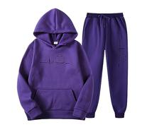Women's Tracksuit Large Sizes Winter Set - Jogging Suit 2-Piece Heartbeat Durck Hoodie & Sports Trousers Hoodie + Jogging Bottoms Baggy Comfortable Sports Suit Sporty Lounge Set, purple, M