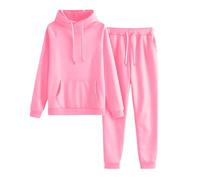 Women's Tracksuit Plain Women's Leisure Suit Large Sizes Sports Suit Loose Fit Jogging Suit Autumn Winter Hoodie Sports Trousers Set Long Sleeve Leisure Suit Comfortable Tracksuit, pink, 3XL
