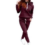 Women'S Tracksuit Set 2 Piece Fleece Lined - Womens Sport Wear Track Suit Casual Hooded Plain Sweatshirt + Pants Sport Wear Sets Winter Thermal Long Sleeve Tracksuit Set Loose Fit Suit