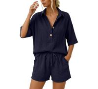 Women's Tracksuit Set - Casual Two Piece Set Shirt and Shorts Ideal Summer Comfortable and Trendy