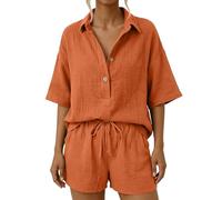 Women's Tracksuit Set - Casual Two Piece Set Shirt and Shorts Ideal Summer Comfortable and Trendy