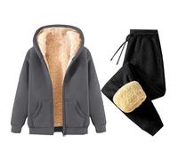 Womens Tracksuit Set, Fleece Lined Hoodie & Joggers, Winter Thermal Casual Loungewear Set, Cozy Soft Two Piece Outfit for Cold Weather