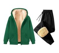 Womens Tracksuit Set, Fleece Lined Hoodie & Joggers, Winter Thermal Casual Loungewear Set, Cozy Soft Two Piece Outfit for Cold Weather