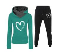 Women's Tracksuit Set Hoodie Tracksuit Womens Leisure Suits Ladies 2 Piece Warm Outfit Full Set Activewear Gym Wear Jogger Track Suits Womens Clothes Warm Outfit Full Set (11-Light Green, M)