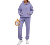 Women's Tracksuit Set Winter Fleece Jogging Suit - Plain Two Piece Outfit Warm Fleece Clothing Set Hoodie Jogger Tracksuit Oversize Sports Suit Baggy Y2K Loungewear Set, purple, XXL