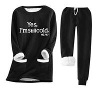Womens Tracksuit Set Yes I'M Still Cold Women'S Activewear Sets Baggy Sweatpants Pocket Sweatshirts Set Jogging Suits For Women Thermal Thick Fluffy Sweatsuit Winter Warm Fleece Lined Womens Co Ord