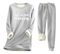 Womens Tracksuit Set Yes I'M Still Freezing Lounge Set Thick Ladies Pyjamas 2 Piece Fleece Outfit Fuzzy Home Suits Ladies Loungewear Set Sherpa Plus Size Co Ord Sets Thermal Activewear