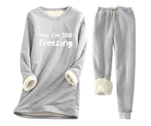 Womens Tracksuit Set Yes I'M Still Freezing Lounge Set Thick Ladies Pyjamas 2 Piece Fleece Outfit Fuzzy Home Suits Ladies Loungewear Set Sherpa Plus Size Co Ord Sets Thermal Activewear
