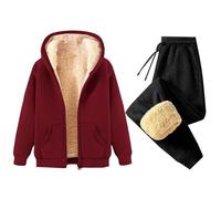 Womens Tracksuit Two Piece Outfit - Tracksuit Womens Full Set Fleece Lined Comfortable Lounge Wear Sets Activewear Jogger Sets Winter Warm Trouser Suits Fashion Hooded Tracksuit Set