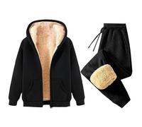 Womens Tracksuit Two Piece Outfit - Tracksuit Womens Full Set Fleece Lined Comfortable Lounge Wear Sets Activewear Jogger Sets Winter Warm Trouser Suits Fashion Hooded Tracksuit Set