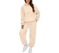 Womens Tracksuits Sets Tracksuit Womens Full Set Outfit Solid Color Co Ord Sets Drawstring Long Sleeve Hoodies with Pockets and Elastic Waist Wide Joggers for Women Set UK Petite
