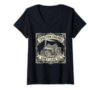 Women's Traction Engines - Don't Leak Oil They Mark Their Territory V-Neck T-Shirt