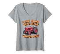 Women's Tractor Voice Sarcastic Farmer Big Mouth Attitude V-Neck T-Shirt