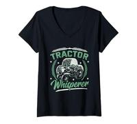 Women's Tractor Whisperer Farmer Fun at the Farm V-Neck T-Shirt
