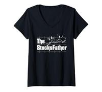 Womens Trader Dad The Stocks Father Stock Broker Trading Chart V-Neck T-Shirt