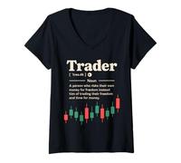 Womens Trader Definition for Financial Risk-Takers Funny Finance V-Neck T-Shirt