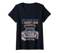 Women's Trading Cards Left Alone with A Credit Card Funny Hobby V-Neck T-Shirt