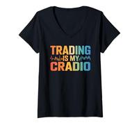 Womens Trading is My Cardio Stock Market Lover Candles Chart V-Neck T-Shirt