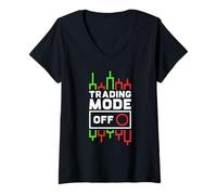 Women's Trading Mode Off - Crypto Day Trader Funny V-Neck T-Shirt
