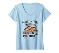Womens Traditional Custard Tarts Food Art Pastéis de NATA Portugal V-Neck T-Shirt