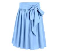 Women's Traditional Midi Skirt Simple Bow Modern Large Sizes Dirndl Skirt | Costume Skirts Women's Elegant Knee-Length Without Lace Shiny Apron Oktoberfest Skirt For Oktoberfest Costume Outfits
