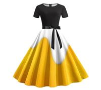 Women's traditional summer dress, dirndl dress, casual dress, round neck with bow, cocktail dress, midi dress, rockabilly dress, evening dress, Bavarian evening dress, skirt