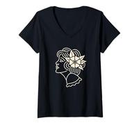 Womens Traditional Tattoo American Old School Tattoo Vintage Lady V-Neck T-Shirt
