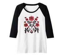 Womens Traditional Ukrainian Vyshyvanka Inspired Pattern Raglan Baseball Tee