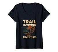 Womens Trail Running Adventure Wilderness Explorer V-Neck T-Shirt