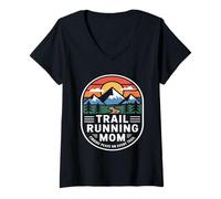 Women's Trail Running Mom Finding Peace On Every Trail V-Neck T-Shirt