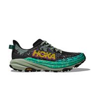 HOKA Women's Speedgoat 6 Trail Shoes in Black/Aloe Vera, Size 8