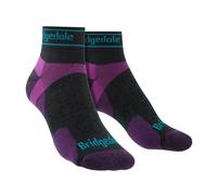 Bridgedale - Womens Sport Ultralight Merino Low Socks - Charcoal / Purple - Grey Merino Wool - Size 7-8.5 (UK Shoe)