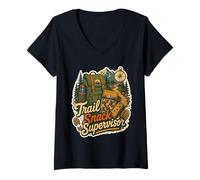 Women's Trail Snack Supervisor Hiking Trail Mix Backpacker Graphic V-Neck T-Shirt
