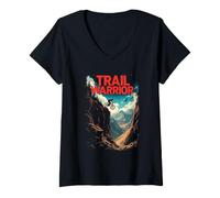 Women's Trail Warrior Cool Mountain Biker in Scenic Landscape V-Neck T-Shirt
