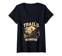 Women's Trails NOT Tales Funny Mountain Biker Adventure V-Neck T-Shirt
