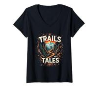 Women's Trails NOT Tales Mountain Biking Adventure V-Neck T-Shirt