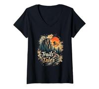Women's Trails Not Tales Mountain Biking Adventure V-Neck T-Shirt