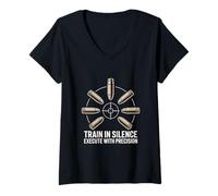 Women's Train in Silence Execute with Precision V-Neck T-Shirt