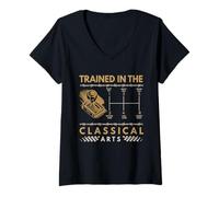Womens Trained in The Classical Arts Manual Gear Shift Design V-Neck T-Shirt