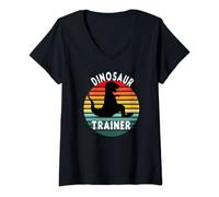 Womens Trainer Dinosaur Funny Adults Kids Halloween Gift V-Neck T-Shirt