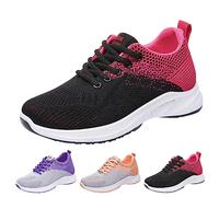 Womens Trainers Arch Support Womens Lace Up Trainers Comfort Mesh Running Shoes Comfortable Walking Sneakers Athletic Tennis Sneakers Sports Jogging Shoe Ladies Breathable Colour Block Shoes Black