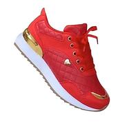Women's Trainers Athletic Running Shoes Sport Walking Sneakers Non Slip Orthopedic Trainers with Arch Support Lace-Up Low Top Tennis Shoes Lightweight Comfy Casual Sneakers Outdoor Fitness Red