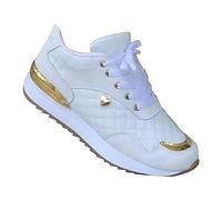 Women's Trainers Athletic Running Shoes Sport Walking Sneakers Non Slip Orthopedic Trainers with Arch Support Lace-Up Low Top Tennis Shoes Lightweight Comfy Casual Sneakers Outdoor Fitness White