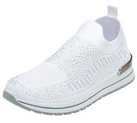 Womens Trainers Athletic Slip On Walking Shoes Breathable Lightweight Sports Casual Sparkly Diamante Sneakers (White, UK Footwear Size System, Adult, Women, Numeric, Medium, 4)